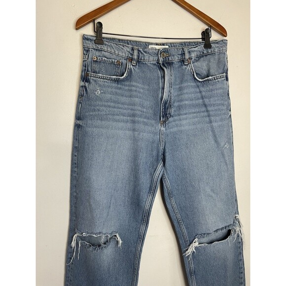 Zara Women's 10 Distressed Straight Leg Denim Jeans Classic - Picture 2 of 7